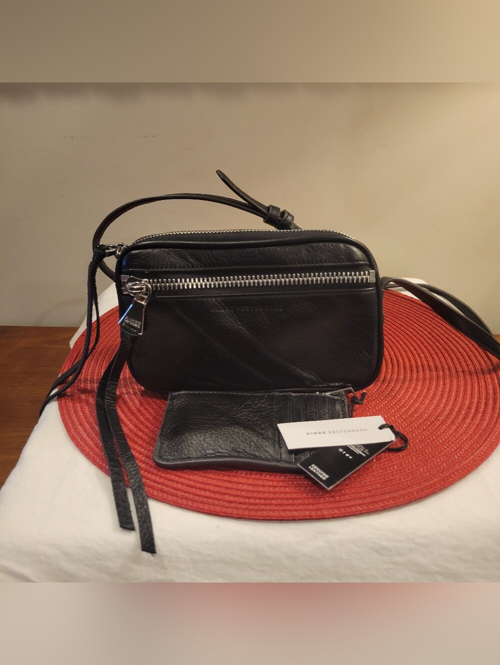 👜NWOT~ AIMEE KESTENBERG    Black Leather Crossbody Bag